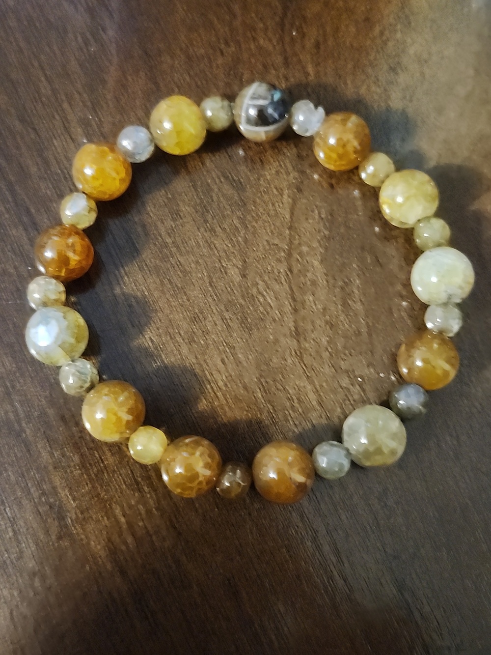 Handmade Golden Earth Tones Agate Beaded Bracelet